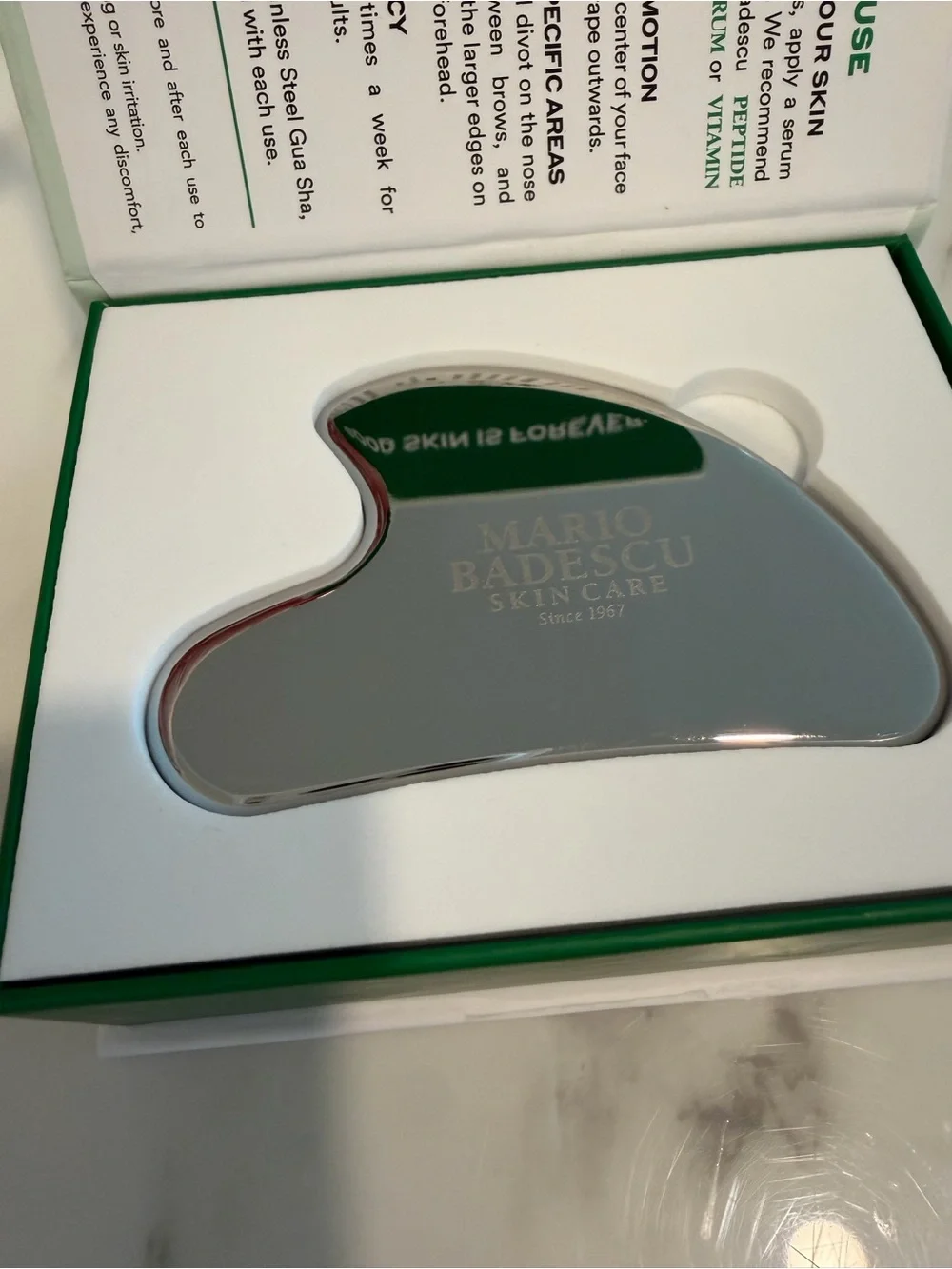 Mario Badescu Silver Stainless Steel Gua Sha - new in box